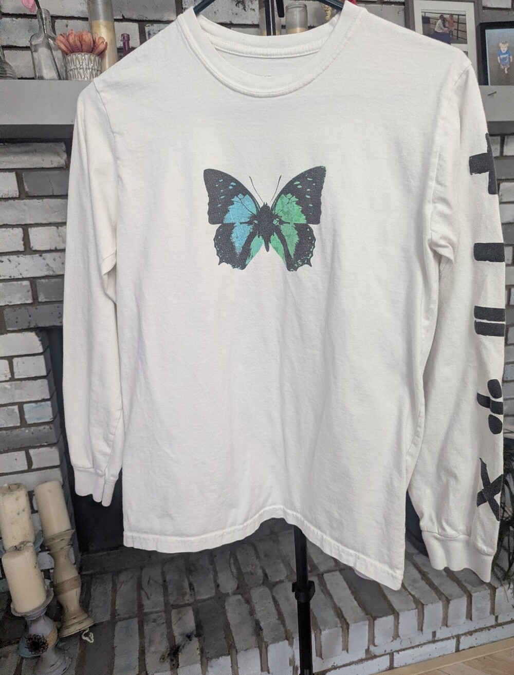 Ed Sheeran Divide Tour Butterfly Long Sleeve White Shirt Women's Small